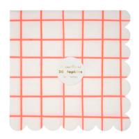 Neon Coral Grid Large Napkins