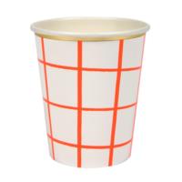 Neon Coral Grid Cups