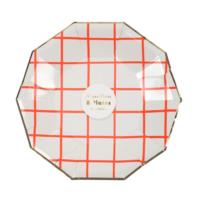 Neon Coral Grid Small Plates
