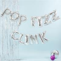 Silver Pop Fizz Clink Balloon Bunting